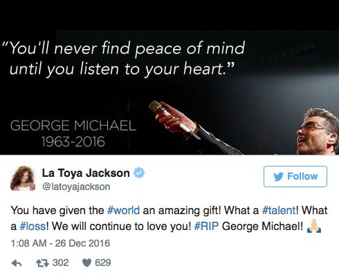 LaToya Jackson - Geroge Michael nie żyje, kondolencje
