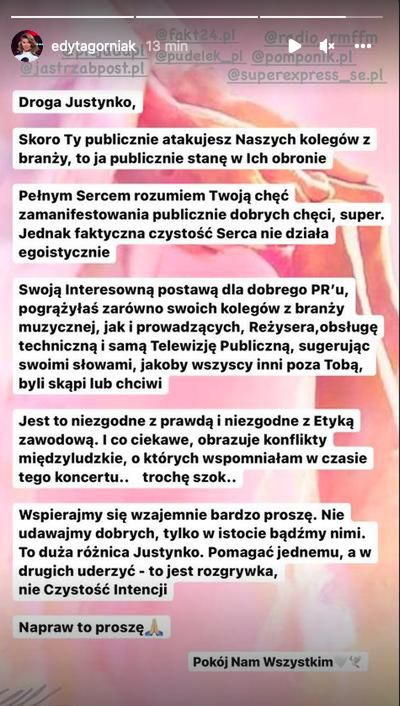 Edyta Górniak o koncercie dla Ukrainy – drugie oświadczenie