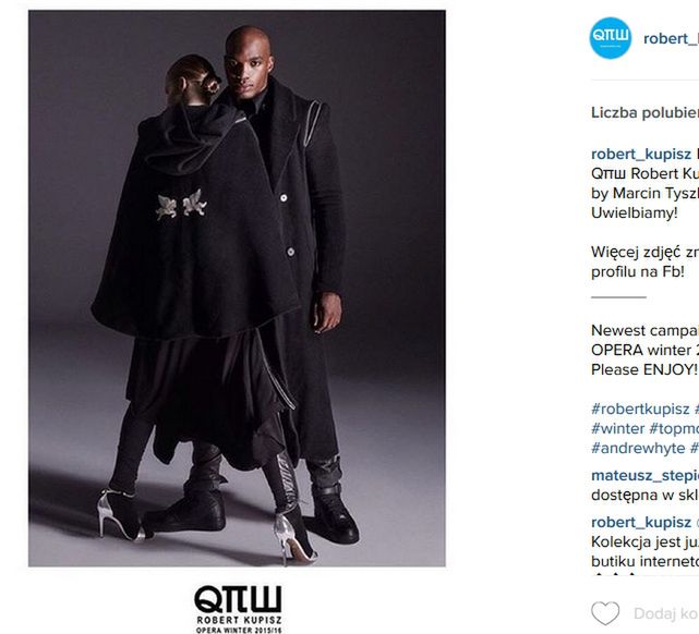 Uczestnik Top Model Andre Whyte w zimowej kampanii Roberta Kupisza