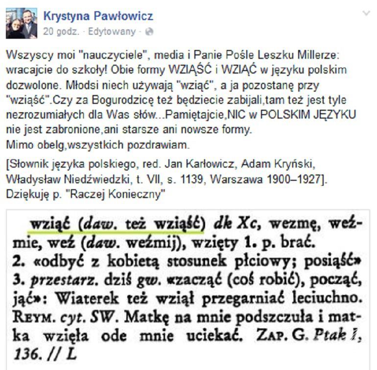 Krystyna Pawłowicz na Facebooku
