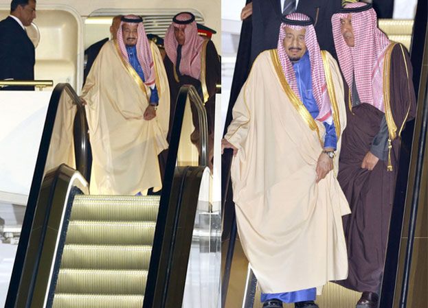 Król Arabii Saudyjskiej zabrał do Japonii 1000 osób świty i "złote" schody!