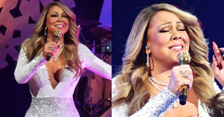 Ściśnięty biust Mariah Carey na scenie w Nowym Jorku (ZDJĘCIA)