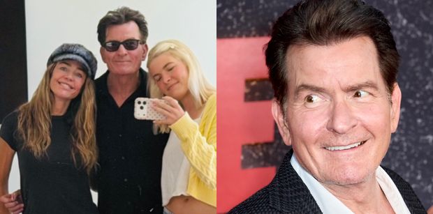 Charlie Sheen pozuje u boku 20-letniej córki i Denise Richards. Przed laty miał zakaz zbliżania się do byłej żony (FOTO)