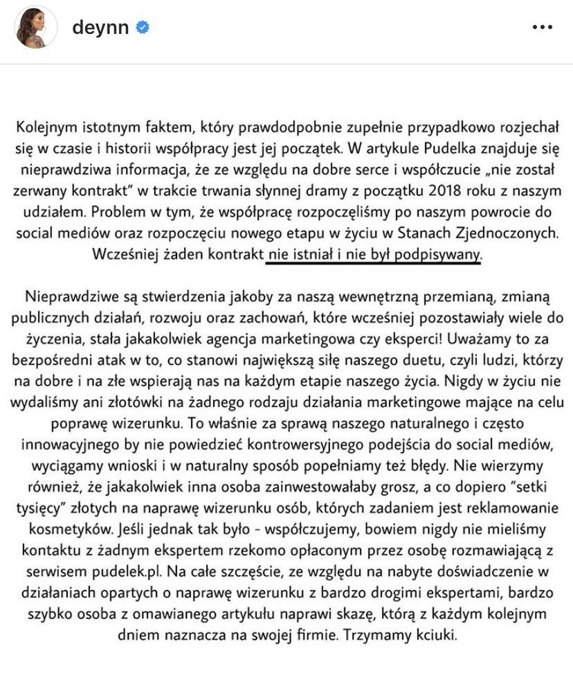 Oświadczenie Deynn i Majewskiego