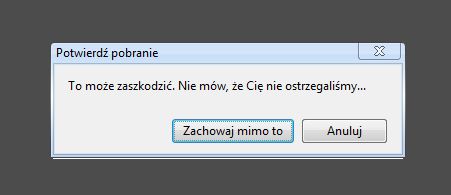 Komunikat przeglądarki Google Chrome, podczas pobierania pliku