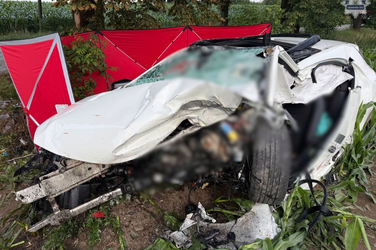 22-latek i 19-latek w Mercedesie. Nie żyją. Tyle zostało z auta