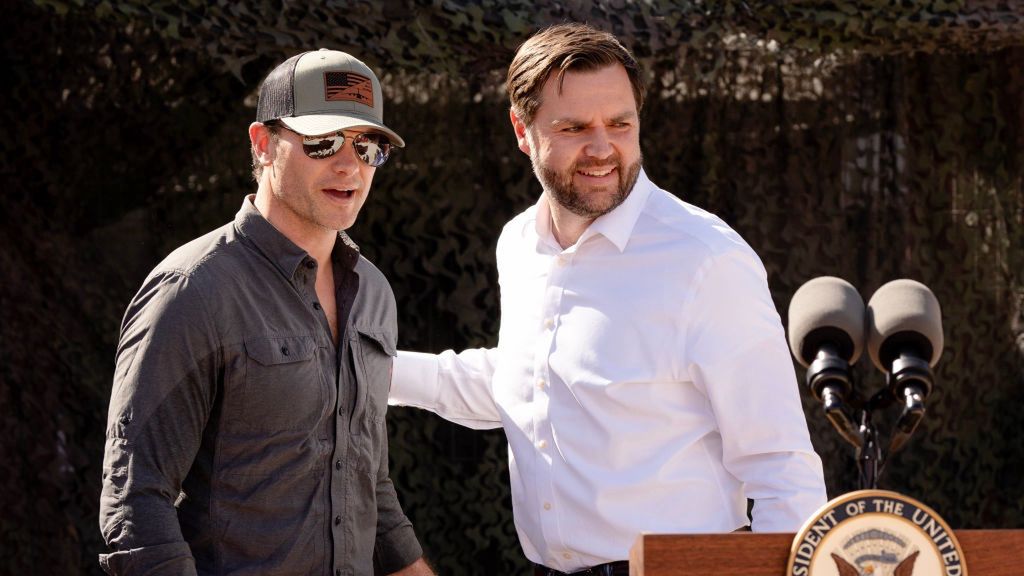 Vice President Vance, Defense Secretary Hegseth, And DNI Director Gabbard Visit US-Mexico Border
Pete Hegseth, US secretary of defense, left, and US Vice President JD Vance at Shelby Park in Eagle Pass, Texas, US, on Wednesday, March, 5, 2025. Defense Secretary Pete Hegseth is sending mechanized infantry and air support to help secure the US border with Mexico, stepping up the military's role in immigration enforcement. Photographer: Brenda Bazan/Bloomberg via Getty Images
Bloomberg
2025uspolitics, u.s. government, us, united states of america, presser, americas, government news, press, news conference, north american, immigration issues, u.s.a., american, us-mexico border