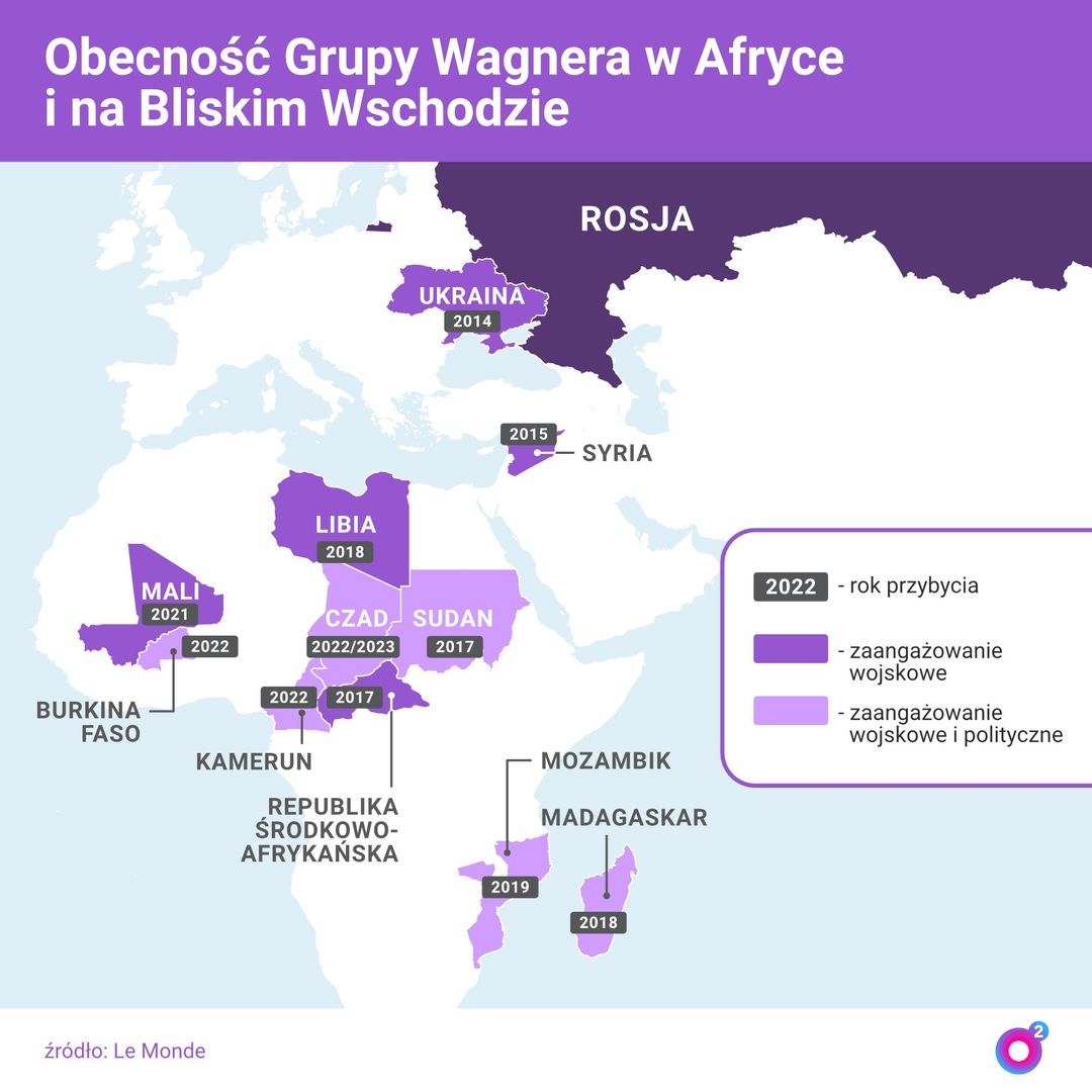 W tych krajach byli lub są obecni najemnicy z Grupy Wagnera