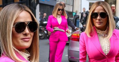 Salma Hayek w blond peruce na pokazie