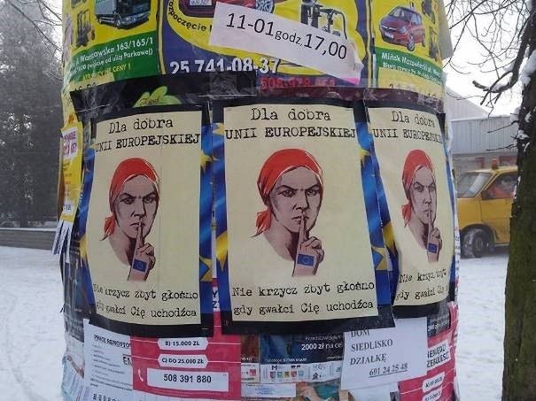 Kontrowersyjne plakaty w Mińsku Mazowieckim. „Nie krzycz zbyt głośno, gdy gwałci Cię uchodźca”