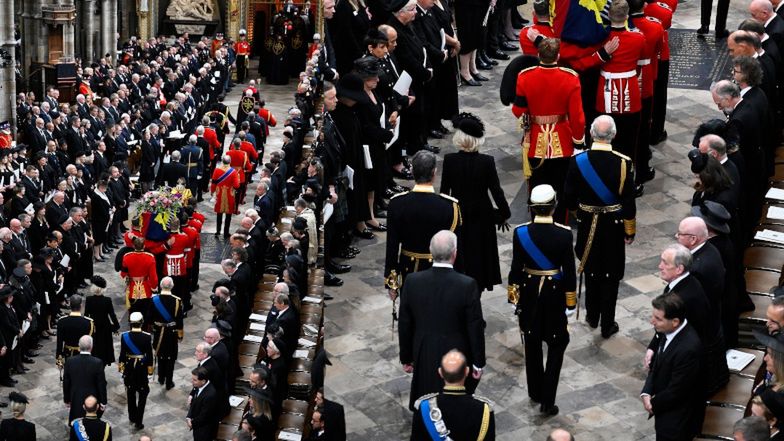 Rodzina królewska na uroczystościach pogrzebowych królowej Elżbiety II