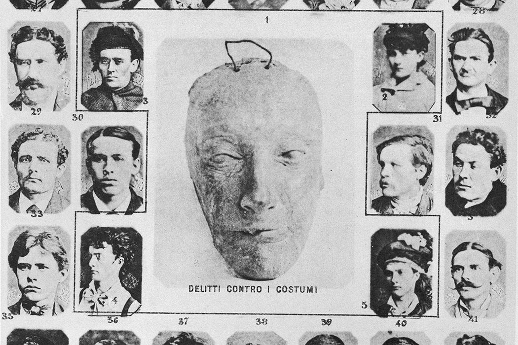 Tak zwane typy lombrozowskie. Według wpływowego włoskiego kryminologa (zm. w 1909 roku) rysom twarzy ściśle odpowiadały konkretne zwyrodnienia, choroby umysłowe 