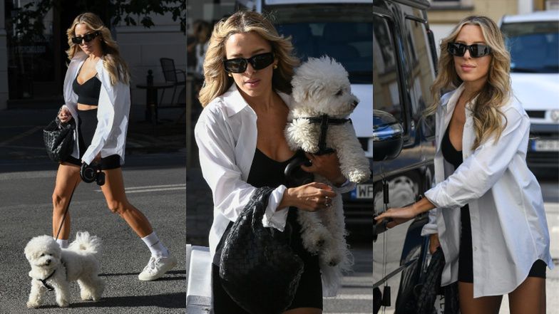 Ewa Chodakowska na spacerze z psem