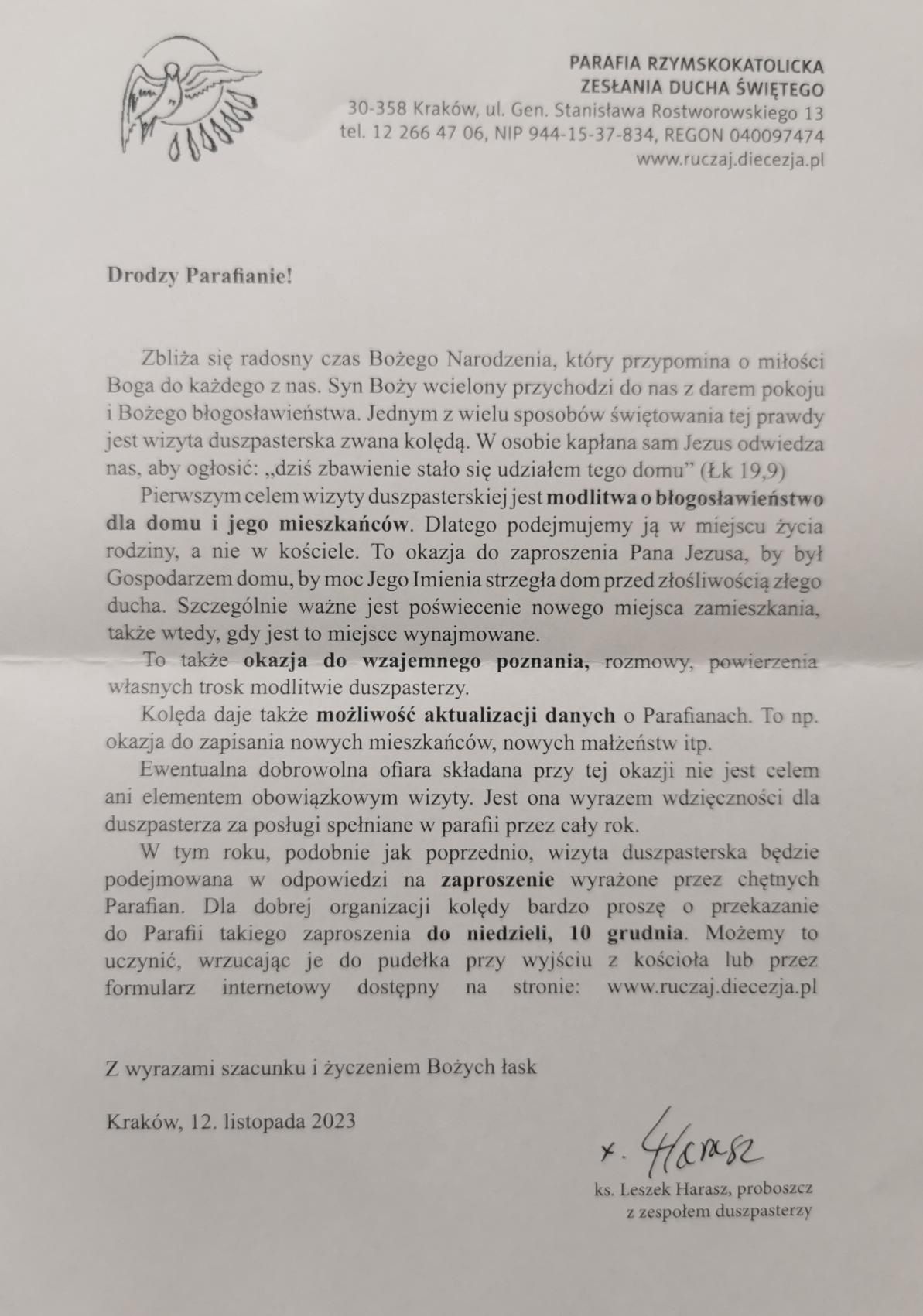 List do redakcji WP Kobieta przesłała Agnieszka z Krakowa