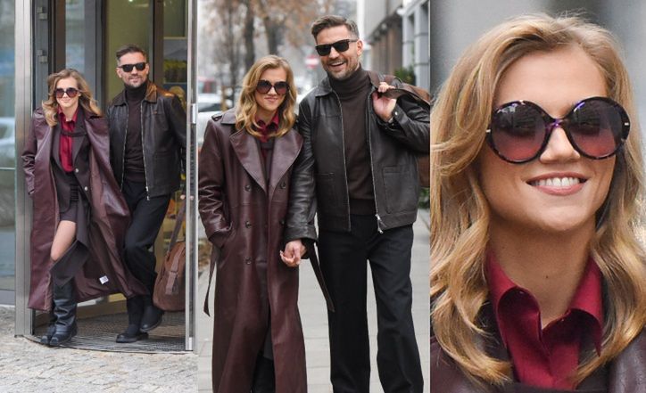 Agnieszka Kaczorowska i Marcin Rogacewicz wychodzą ze studia