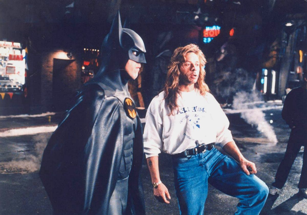 David Lea i Michael Keaton na planie "Powrót Batmana"