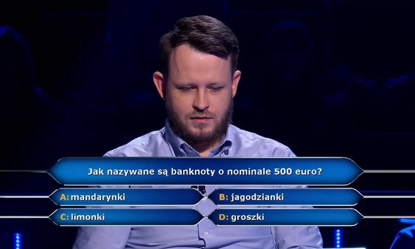 "Milionerzy": jak potocznie mówi się o banknocie 500 euro? Pytanie zbiło uczestnika z tropu