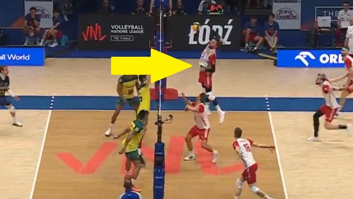 Twitter / Polsat Sport / Mateusz Bieniek w meczu Polski z Brazylią