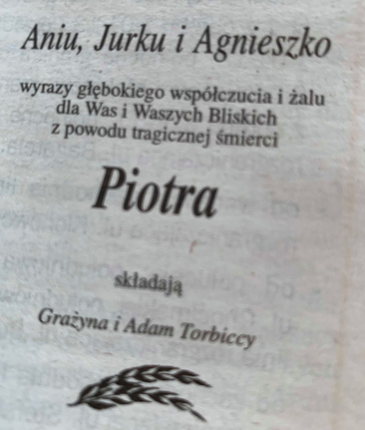 Grażyna i Adam Torbiccy pożegnali Piotra Woźniaka-Staraka