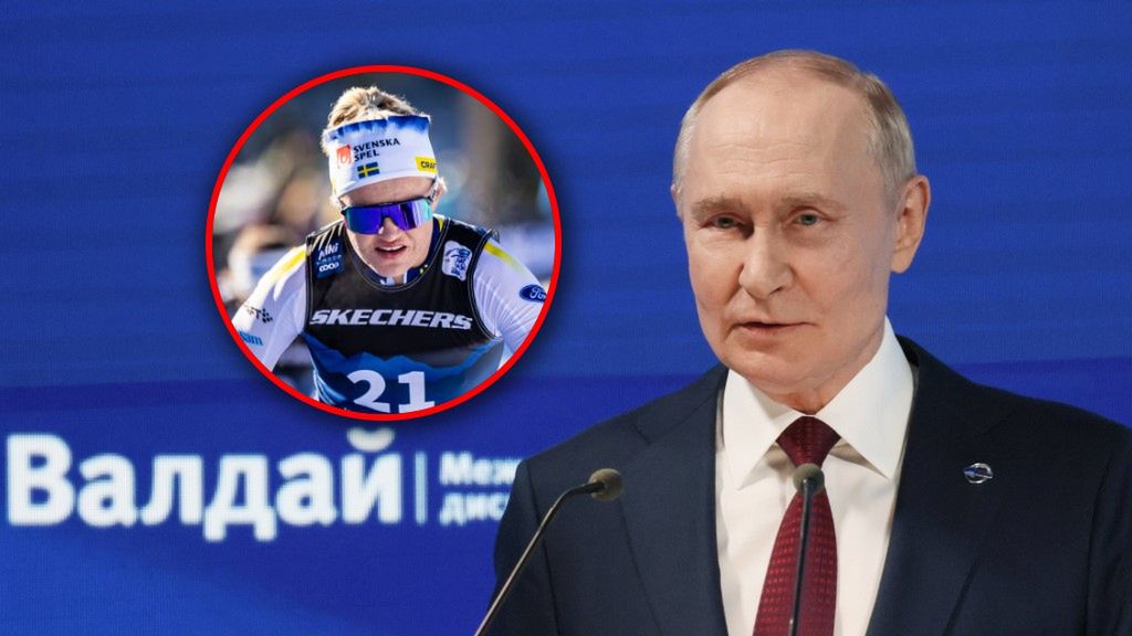 PAP/EPA / EPA/MIKHAIL METZEL / SPUTNIK / KREMLIN POOL MANDATORY i Grega Valancic/VOIGT/Getty Images / Władimir Putin prezydent Rosji i biegaczka narciarska Linn Svahn