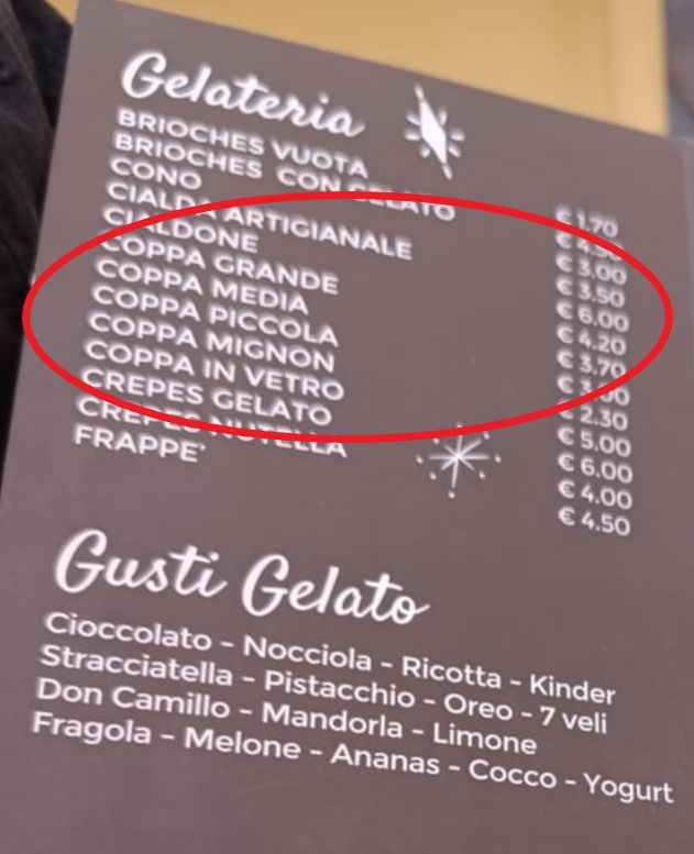 Cena lodów na Sycylii