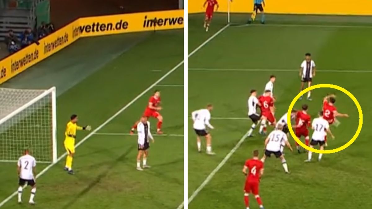 Zdjęcie okładkowe artykułu: Twitter / TVP Sport / Na zdjęciu od lewej: reakcja bramkarza Niemiec na straconego gola i strzał Ariela Mosóra