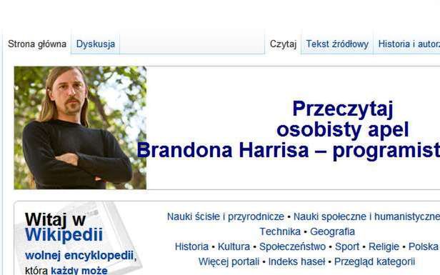 Żarty się skończyły. Do walki o datki Wikipedia wystawia Brandona Harrisa 2