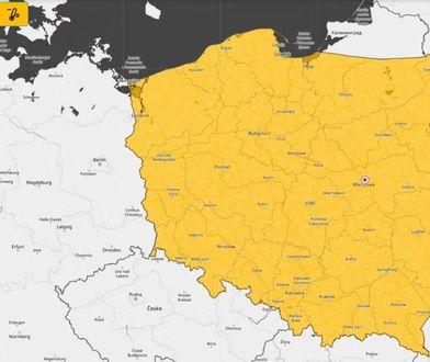 Cała Polska na żółto. Mapa ostrzeżeń IMGW