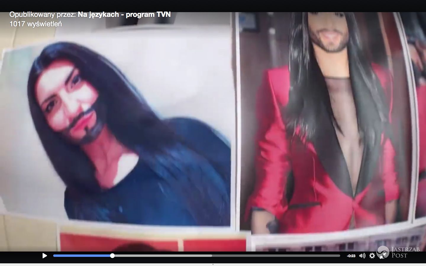 Basia Pasek z brodą jako Conchita Wurst