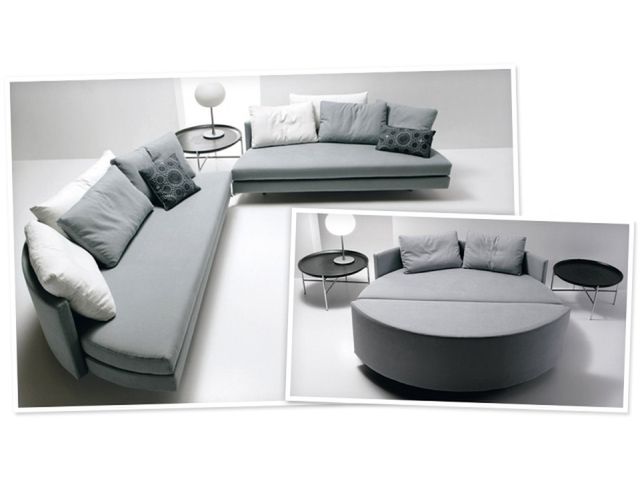Scoop - okrągłe łóżko, składane z dwóch sof
