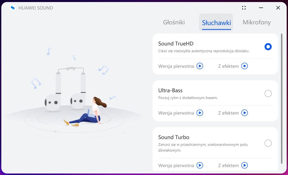 Huawei Sound ustawienia
