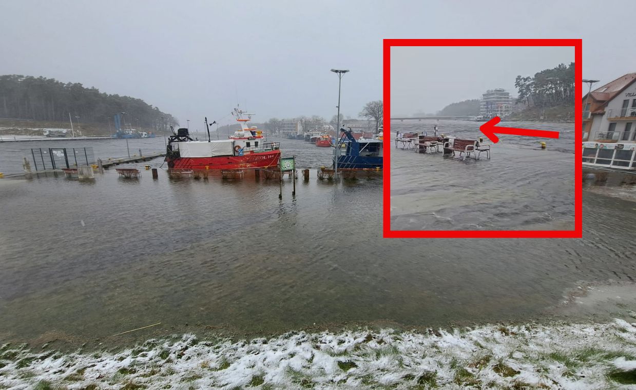 Bałtyk się cofnął. Zalane bulwary w Ustce i Mrzeżynie