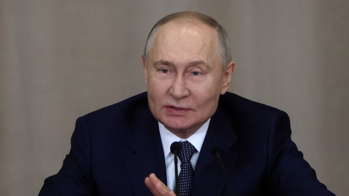 MOSCOW, RUSSIA - FEBRUARY 20 (RUSSIA OUT) Russian President Vladimir Putin delivers a speech during the Congress of Judges at the Supreme Court of Russia, February 20, 2025, in Moscow, Russia. Vladimir Putin announced his plans to meet U.S. President Donald Trump in the nearest future. (Photo by Contributor/Getty Images)