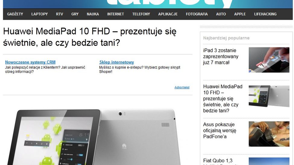 Rusza sekcja Tablety na Komorkomania.pl 1