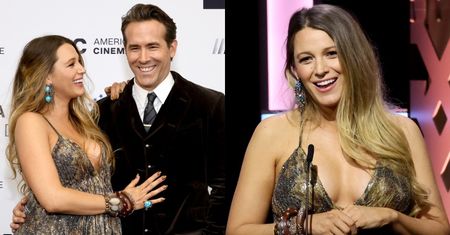 Blake Lively w zaawansowanej ciąży i sukience za ponad 40 TYSIĘCY ZŁOTYCH komplementuje Ryana Reynoldsa ze sceny (ZDJĘCIA)