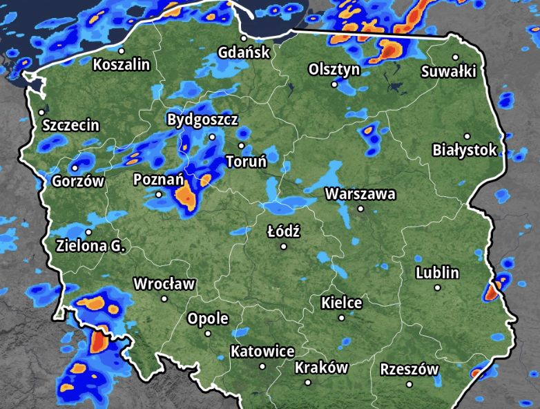 Burzowe ostrzeżenia IMGW: Nocne alerty RCB na południu i zachodzie Polski