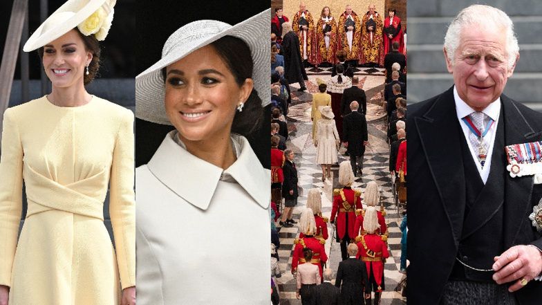 Rodzina królewska na mszy dla Królowej Elżbiety II