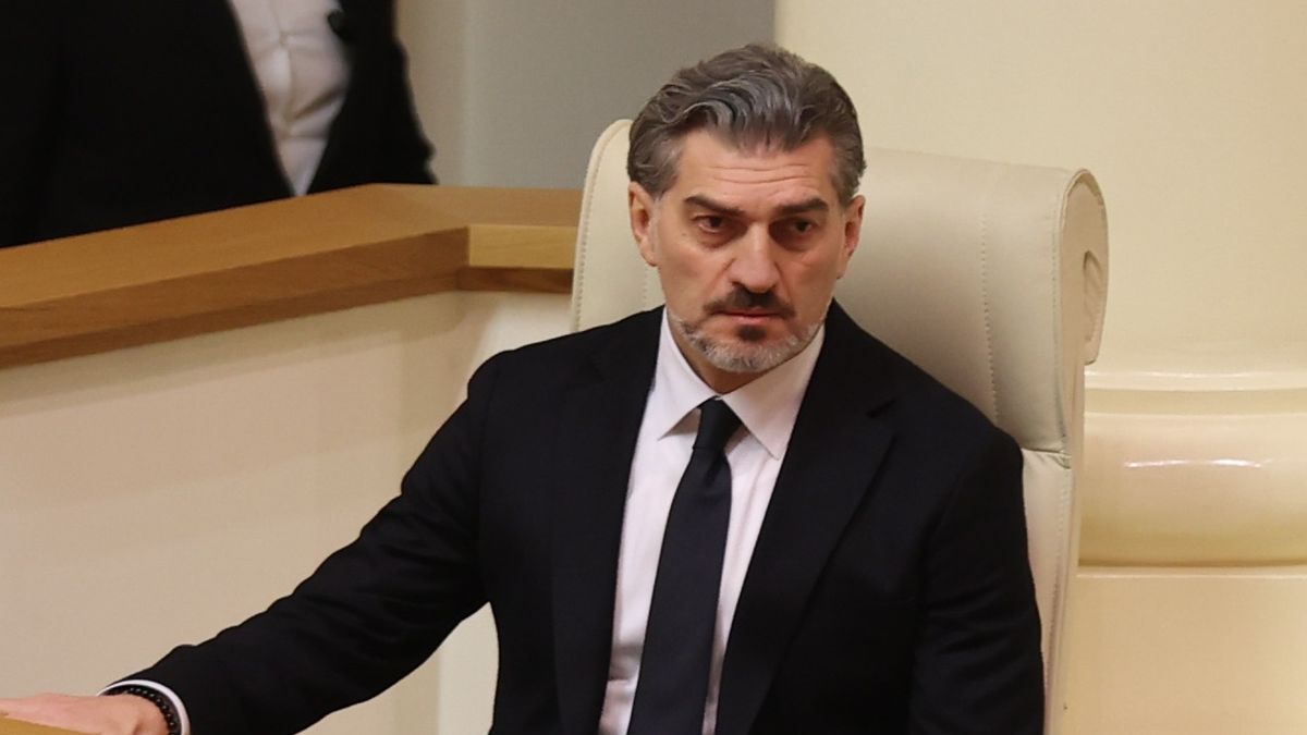 TBILISI, GEORGIA - DECEMBER 14: Mikheil Kavelashvili, the only candidate nominated by the ruling 'Georgian Dream' party, is selected as country's sixth president after the voting at the Parliament building in Tbilisi, Georgia on December 14, 2024. Kavelashvili, former Georgian national football player between 1992-2002, has been a member of parliament since 2016. (Photo by Davit Kachkachishvili/Anadolu via Getty Images)