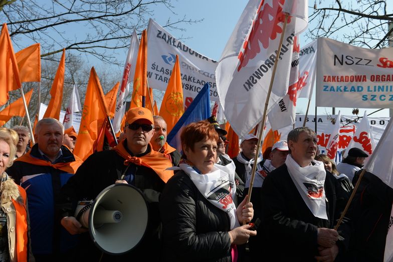 24.03.2015, Warszawa. Protest kolejarzy