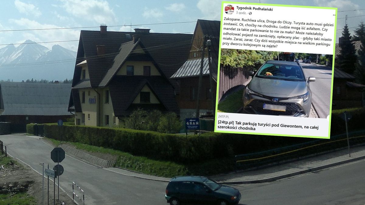  Turysta zaparkował auto na chodniku. Piesi nie mieli jak przejść