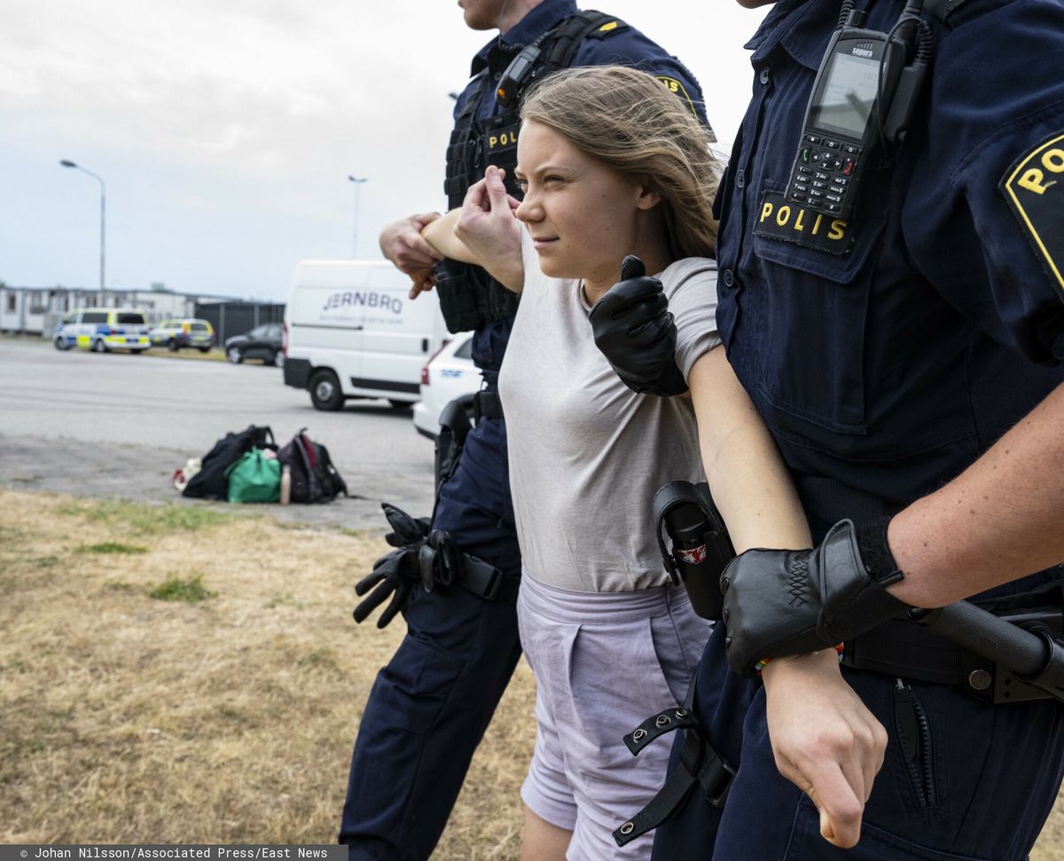 Greta Thunberg blokuje wjazd do dzielnicy Malmo
