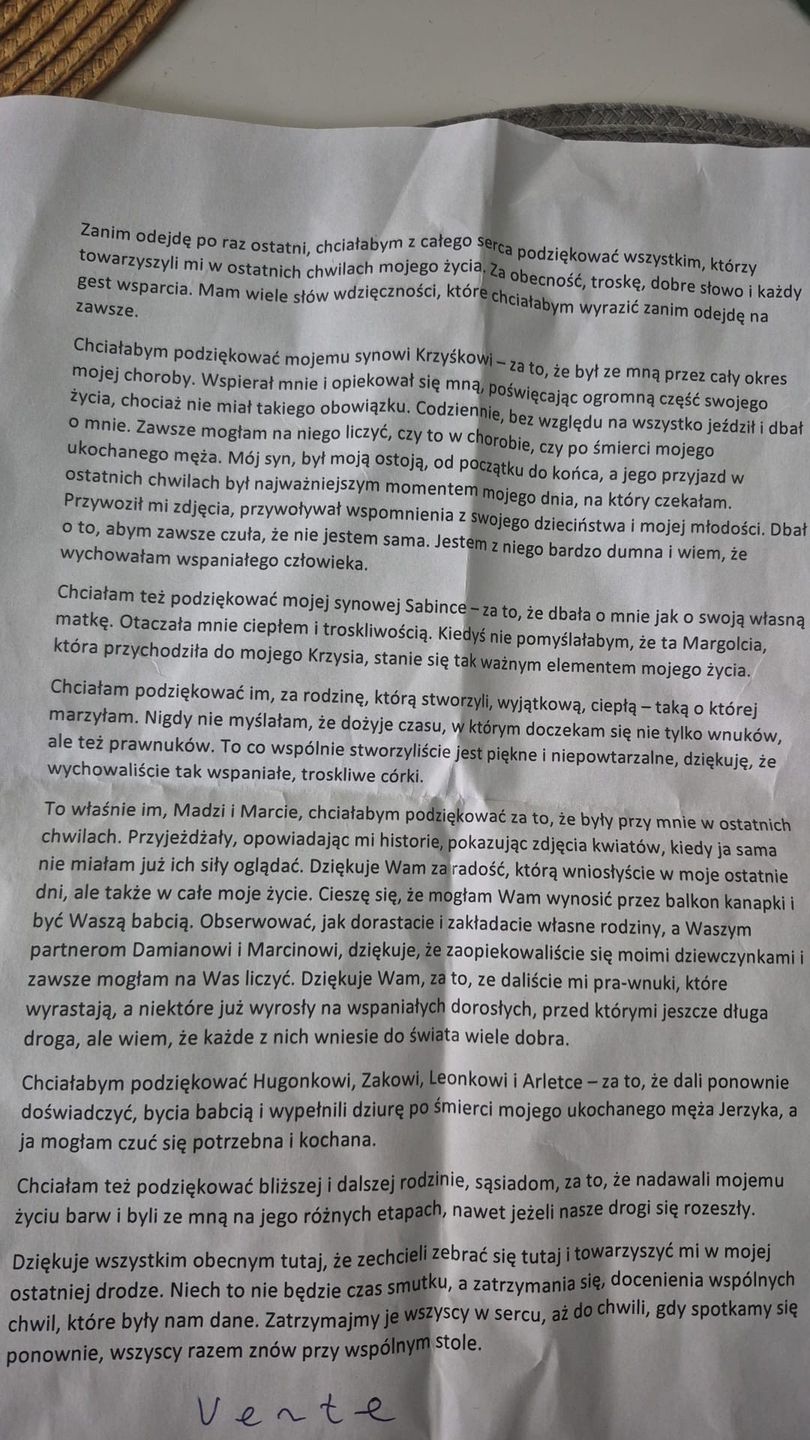 Pełna treść mowy pogrzebowej