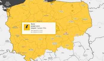 Uwaga na burze! Wydano ostrzeżenie meteorologiczne. Możliwy grad, silny wiatr i intensywne opady deszczu!