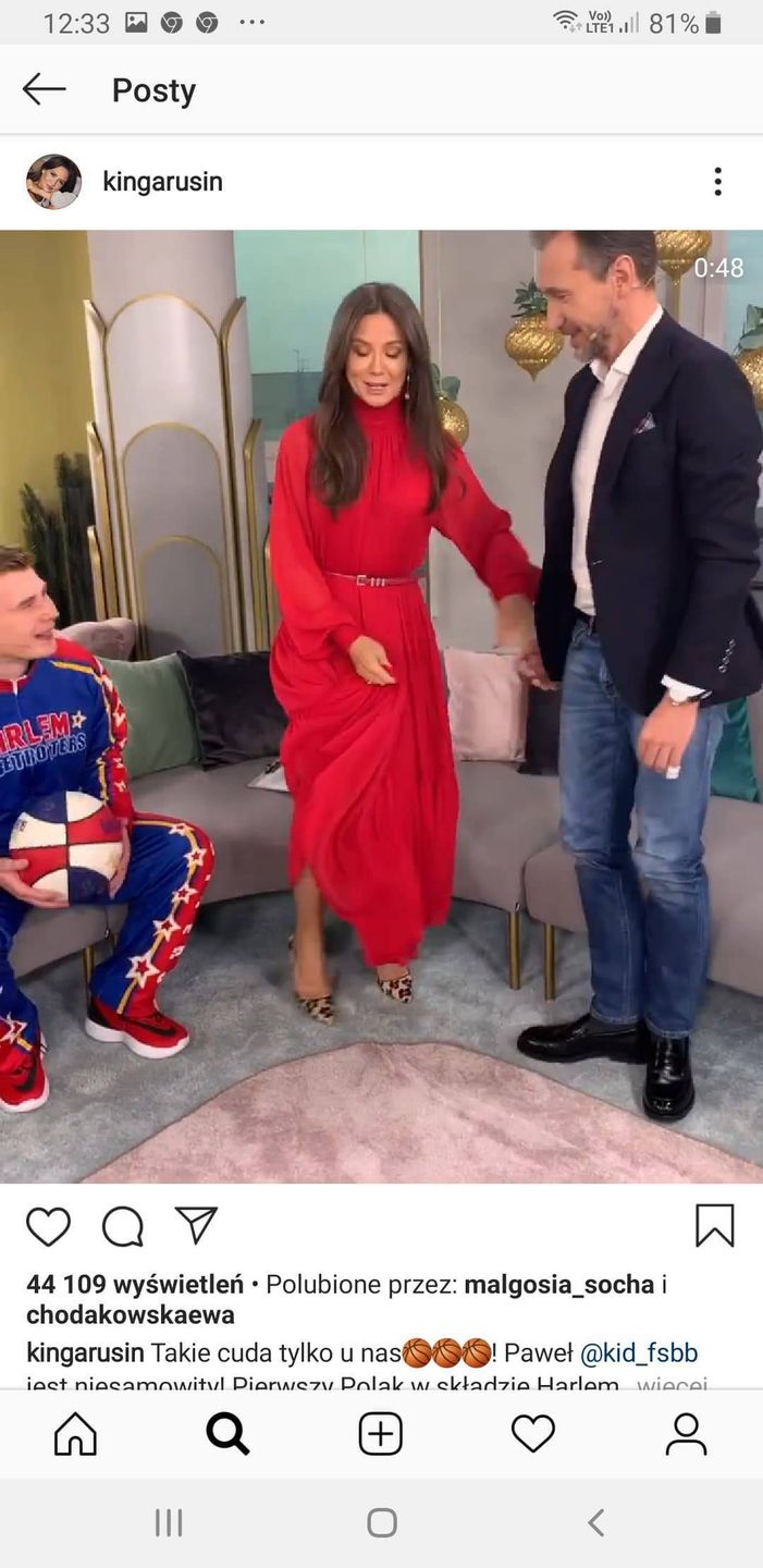 Kinga Rusin w czerwonej sukni w DDTVN