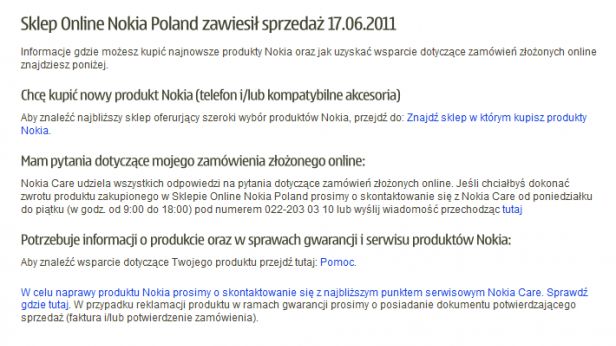 Sklepy online Nokii nieczynne 1