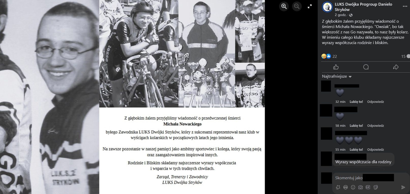 Informacja o śmierci Michała "Owsiaka" Nowackiego