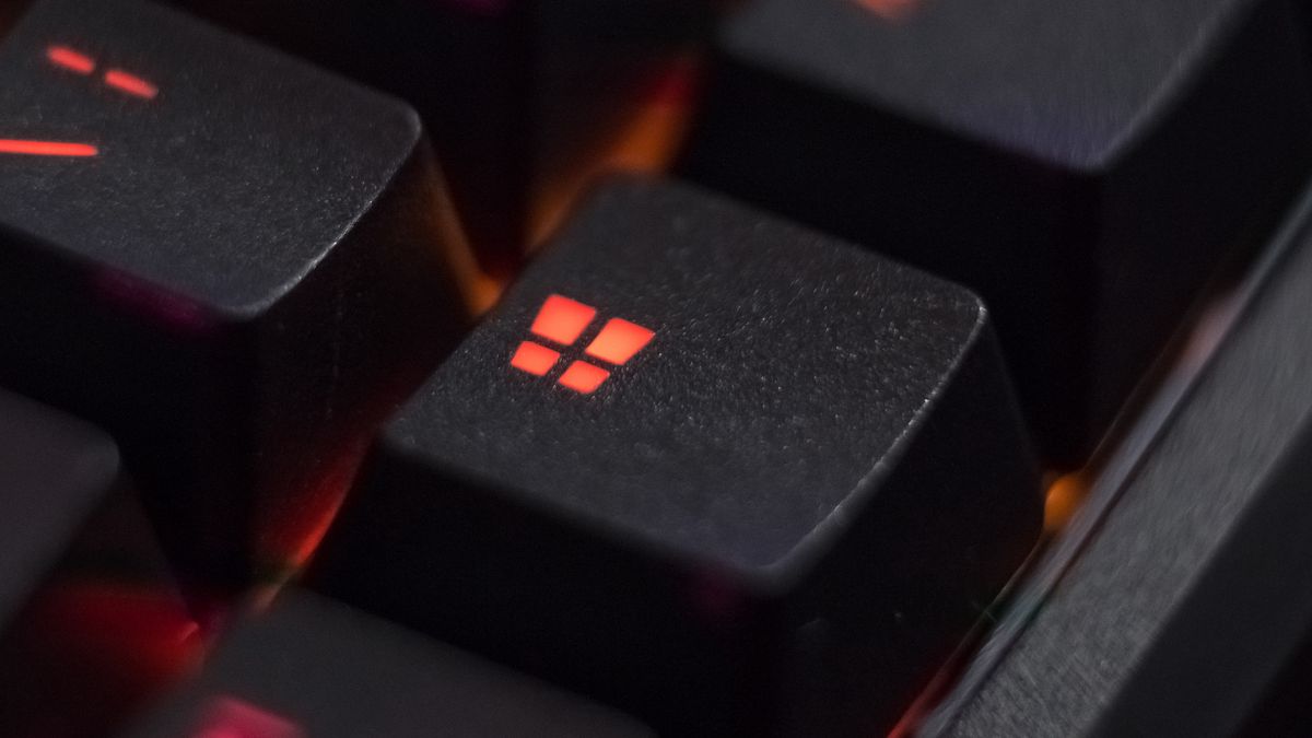 A close-up of the Windows key on a keyboard of a computer in Athens, Greece on October 1, 2023. (Photo by Nikolas Kokovlis/NurPhoto via Getty Images)