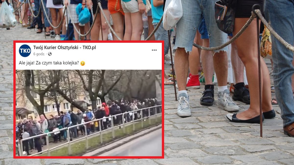 Kolejka do białego busa w Olsztynie