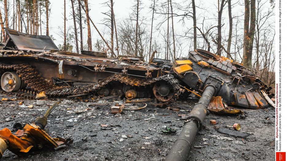 Wojna w Ukrainie - inne miasta
Mandatory Credit: Photo by Mykhaylo Palinchak/SOPA Images/Shutterstock (12881654j)  Broken tanks and combat vehicles of the Russian invaders seen near the village of Dmitrievka.  Russia's invasion of Ukraine in Kyiv -  03 Apr 2022
Mykhaylo Palinchak/SOPA Images/Shutterstock