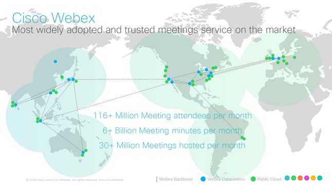 Wykorzystanie Cisco Webex na świecie.